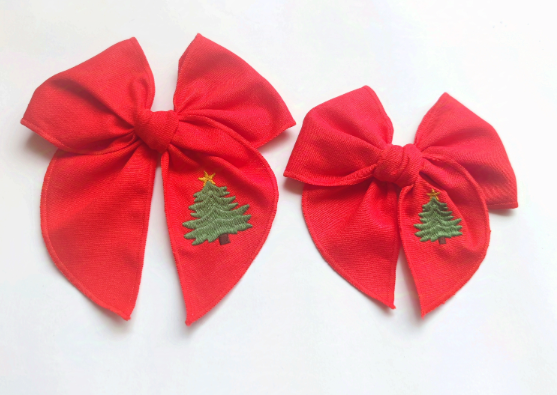 Christmas embroidered hair bows