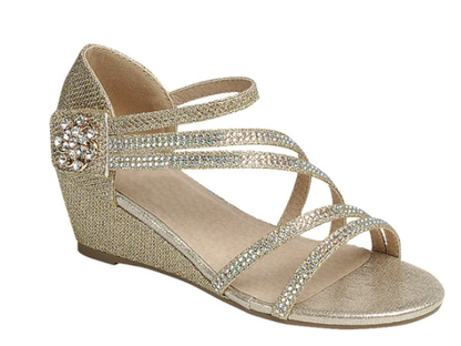 Glitter Gala Rhinsetone Girls Wedges