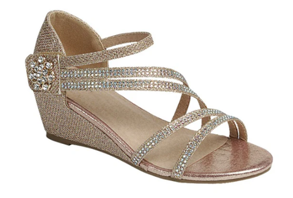 Glitter Gala Rhinsetone Girls Wedges