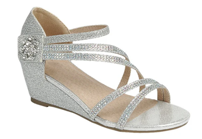 Glitter Gala Rhinsetone Girls Wedges