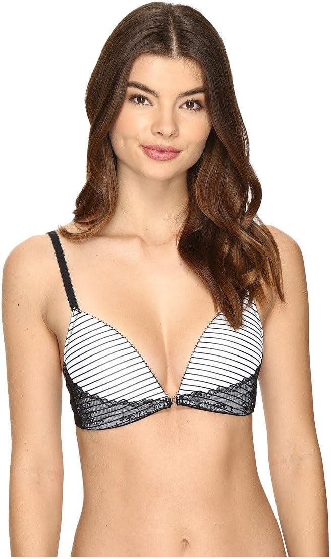Skarlett Blue Women's Petite Plus Soiree Wireless Multiway T-Shirt Bra, Black Stripe Print, 32C