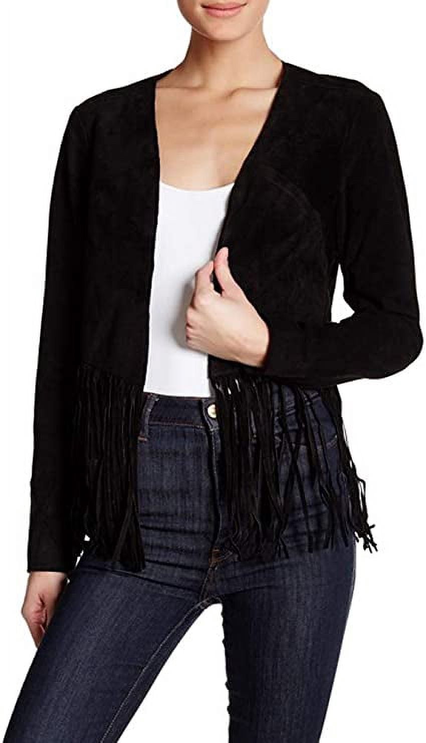 Tart Bronwyn Fringe Leather Jacket, Black - Small
