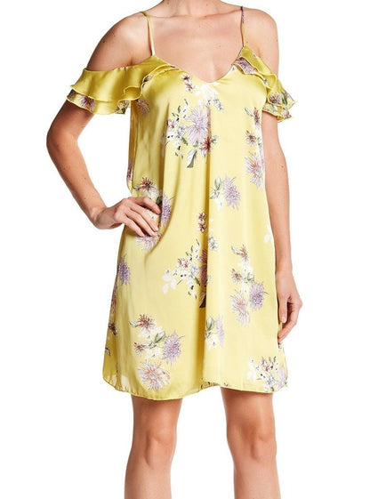 The Vanity Room NEW Yellow Womens Size Medium M Floral Shift Dress