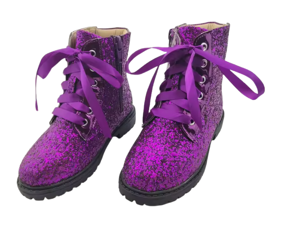 Sparkle squad glitter combat boots