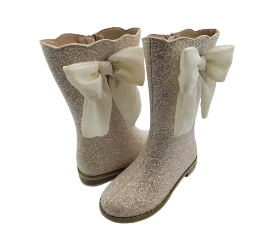 Sugarplum bow lace boots