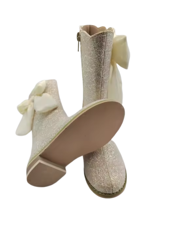 Sugarplum bow lace boots