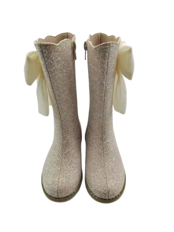 Sugarplum bow lace boots