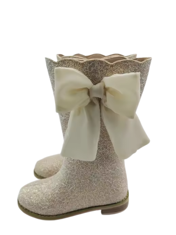 Sugarplum bow lace boots