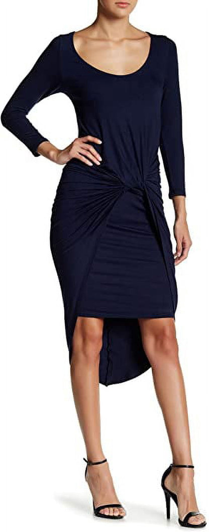 Vanity Room 3/4 Length Sleeve Knot Dress (Small, Navy)