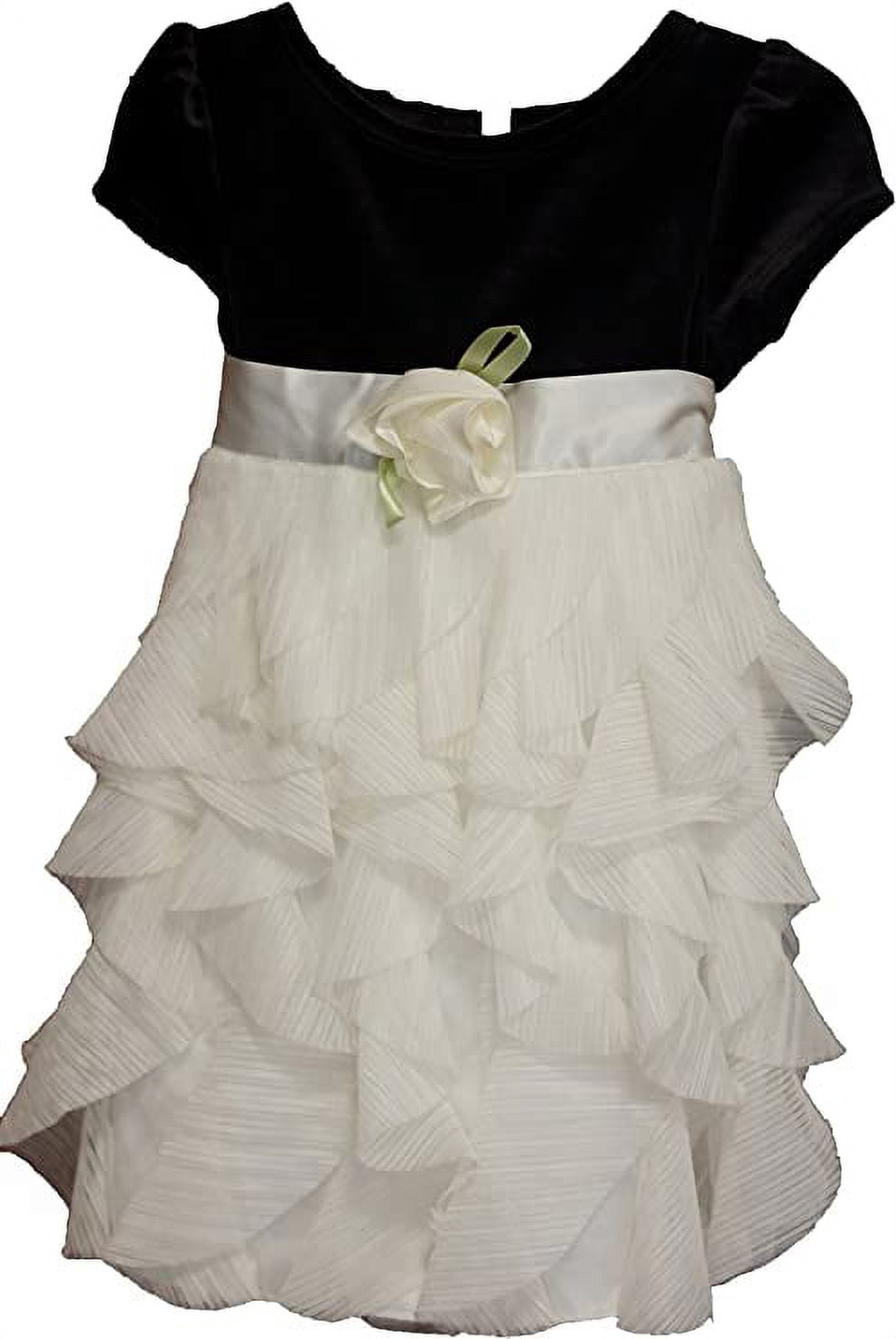 Youngland Girls' Velvet Short Sleeves Chiffon Waterfall Dress 3T