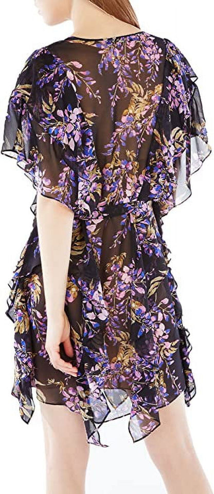 BCBGMAXAZRIA Filippa Floral Print Silk Kaftan Dress Large
