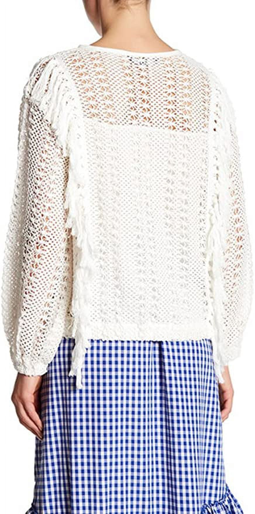 Tov Open Knit Fringe Pullover - White (42)