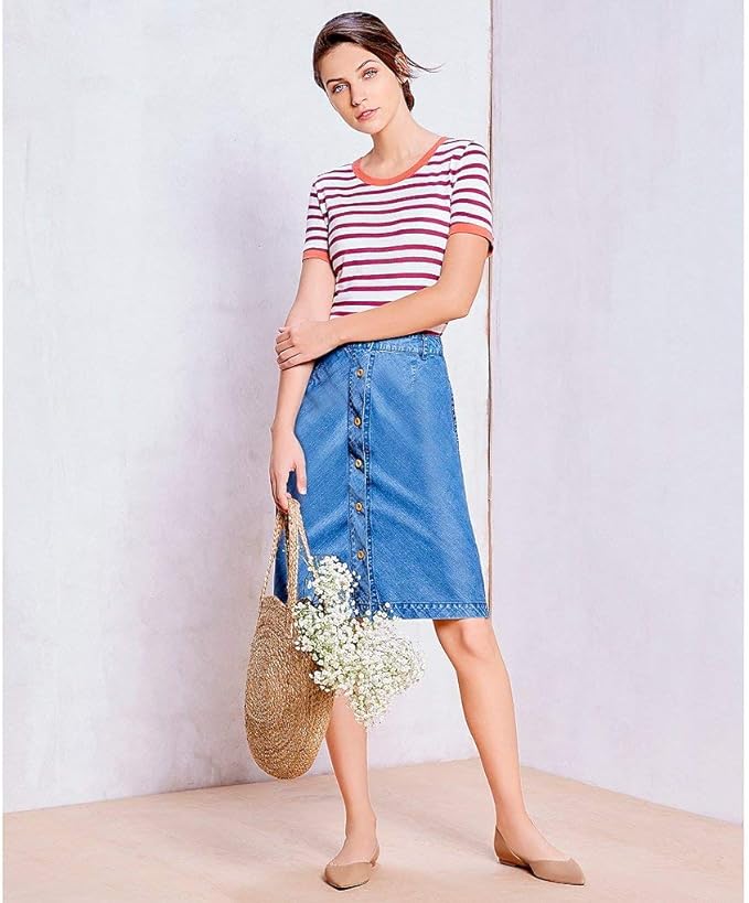 A Loves a Vintage Blue Button Front Chambray Skirt (Small)