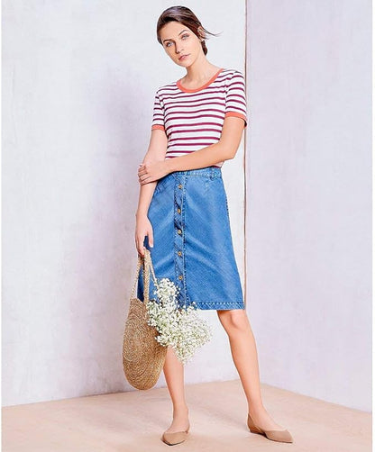 A Loves a Vintage Blue Button Front Chambray Skirt (Small)