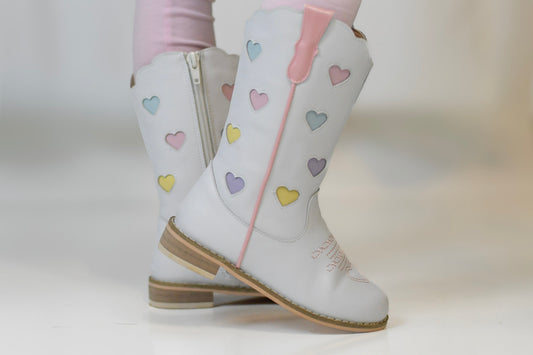 Confetti hearts embroidered cowboy boots