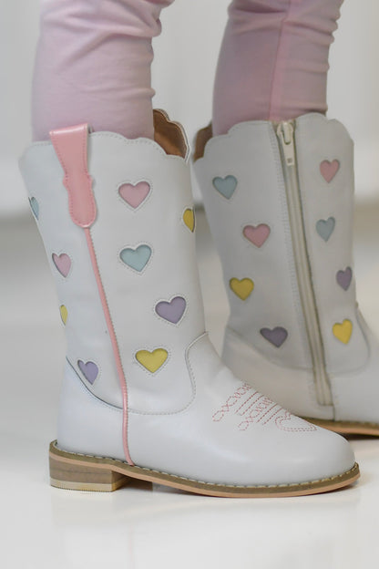 Confetti hearts embroidered cowboy boots