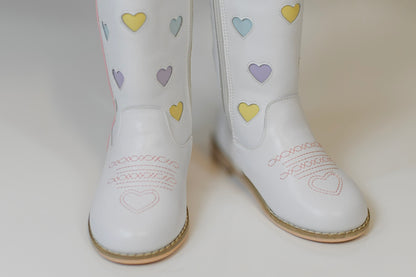Confetti hearts embroidered cowboy boots