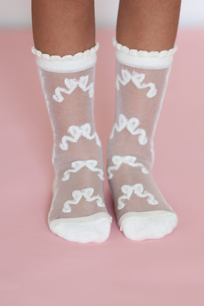 Spring strawberry - tulips - bows mesh socks