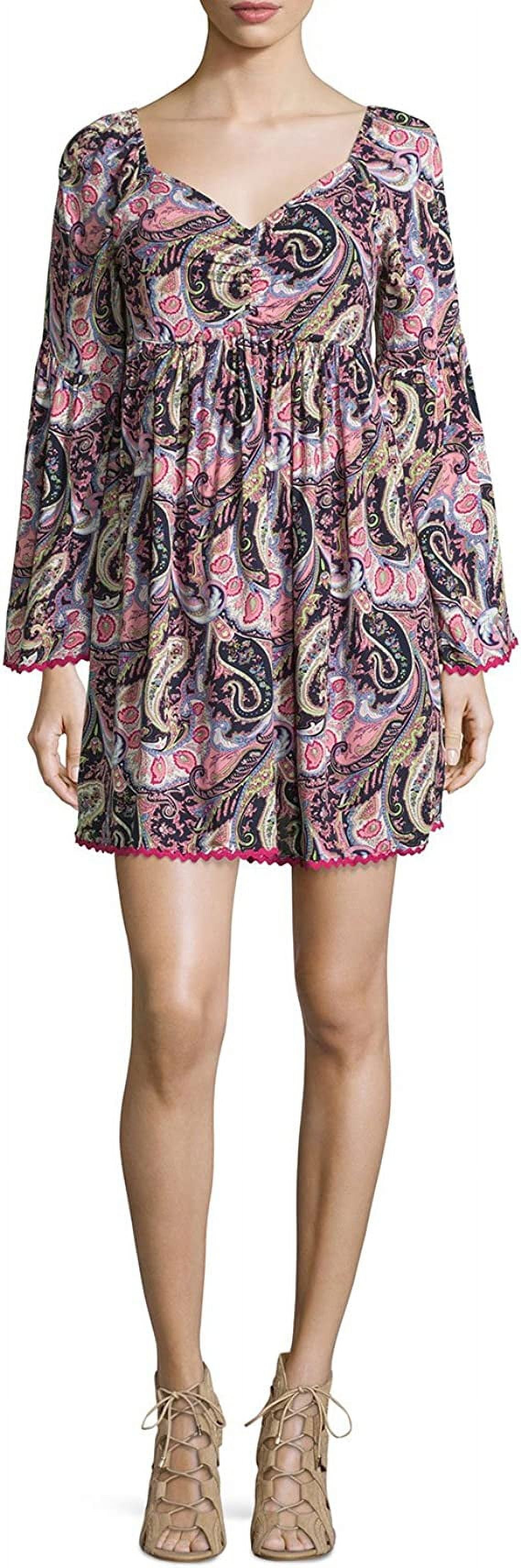 Romeo & Juliet Couture Paisley V-Neck Shift Dress, Pink/Multi, Small