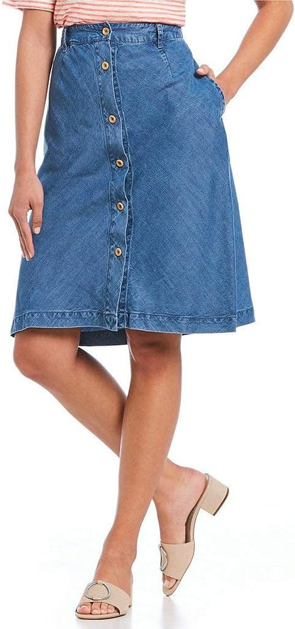 A Loves a Vintage Blue Button Front Chambray Skirt (Small)
