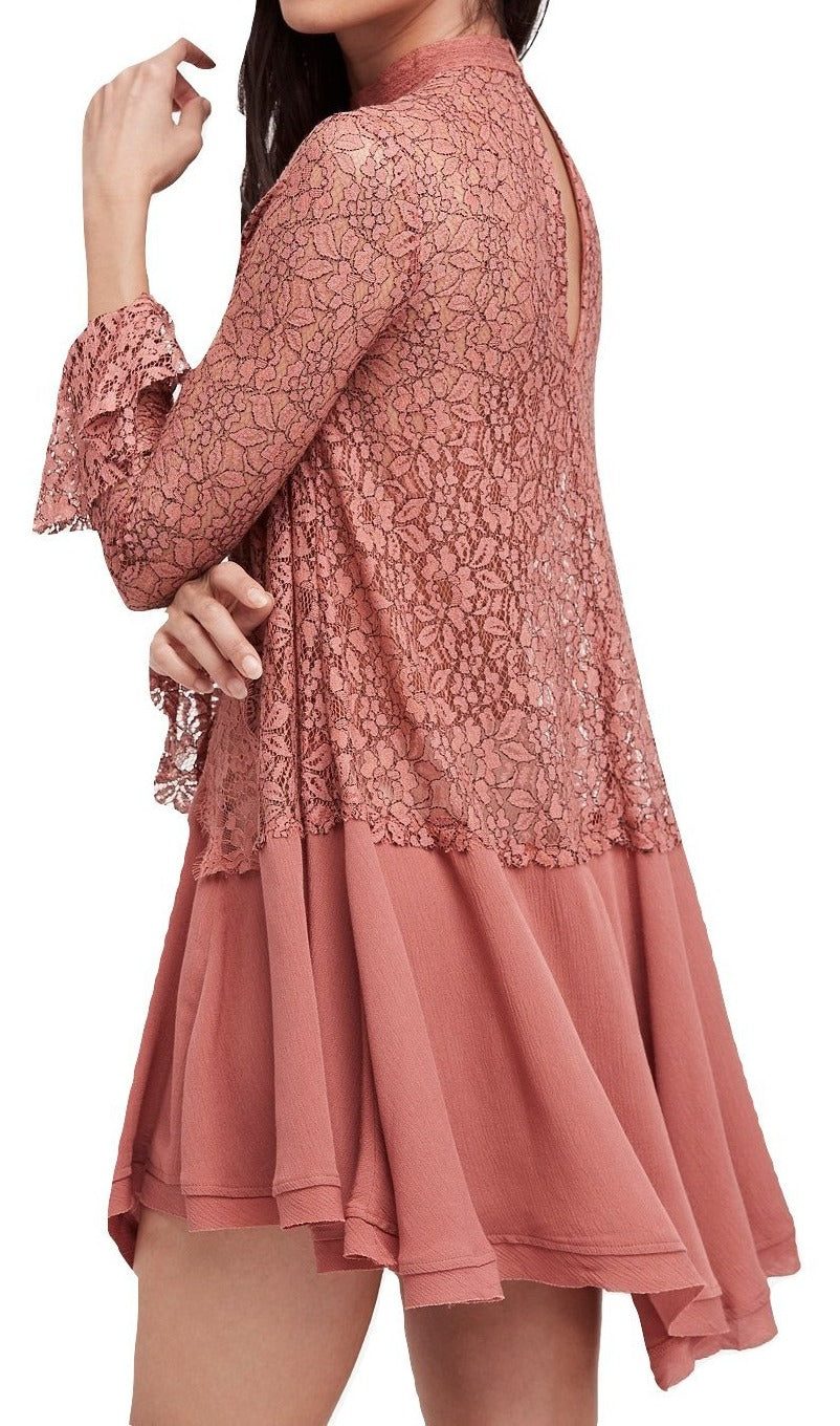 Free People Womens Cutout Lace Tunic Dress,  Large