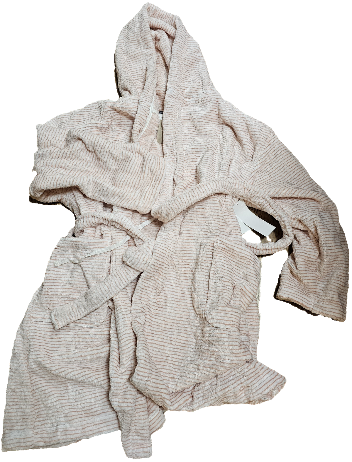 iRelax Recycled Jacquard Stripe Print Short Hoodie Robe, Large, Rose Stripe