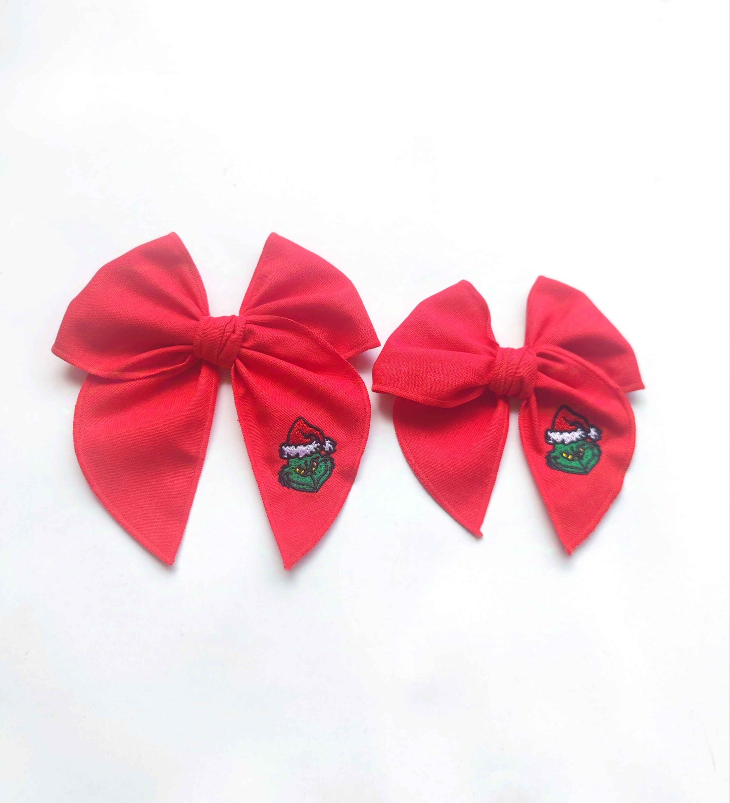 Christmas embroidered hair bows