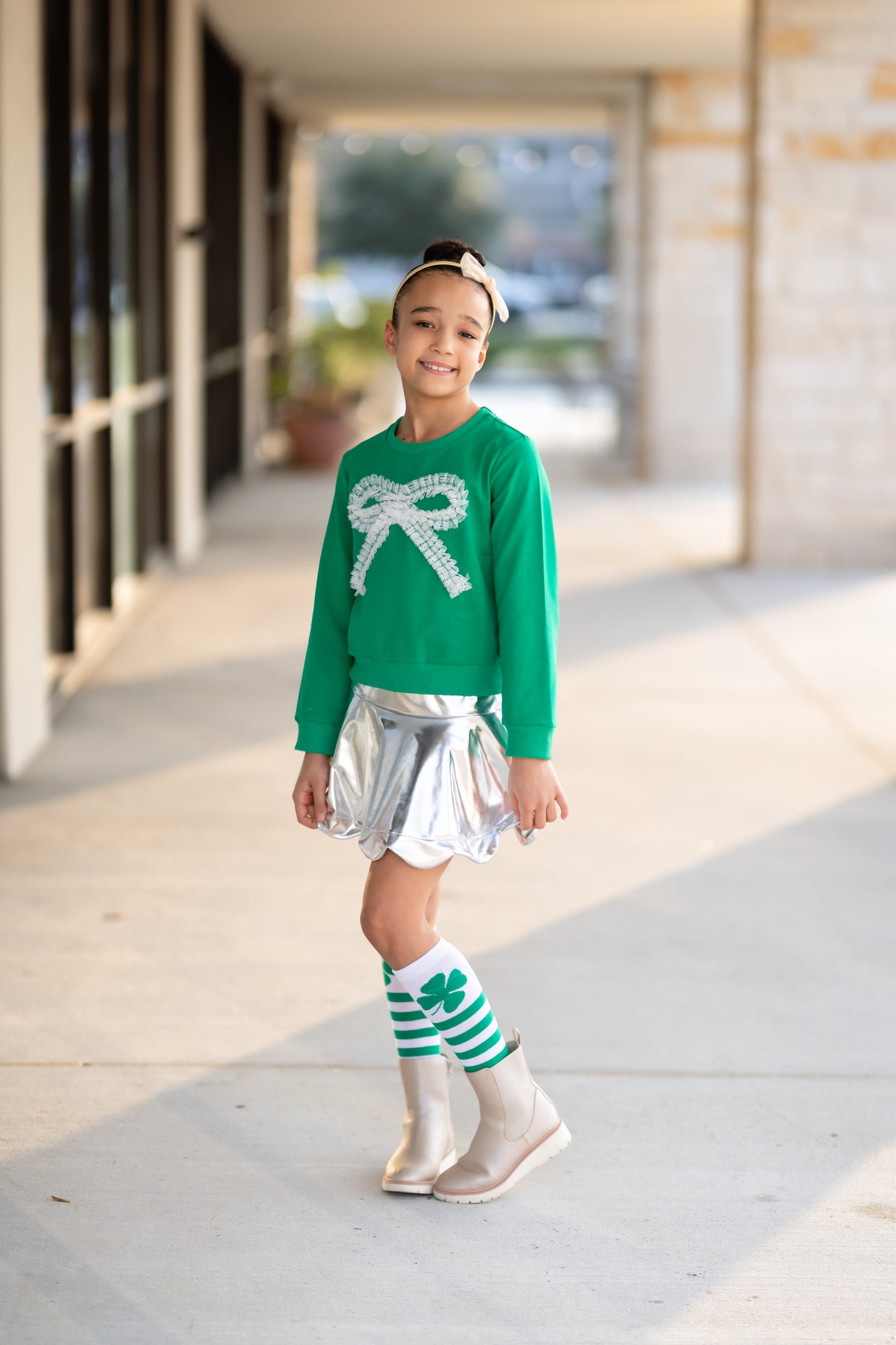 St. Patty's Day 4 leaf clover knee high socks