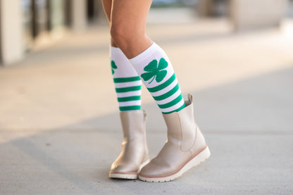 St. Patty's Day 4 leaf clover knee high socks