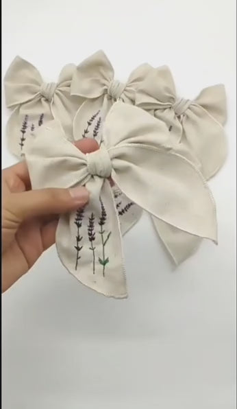 Lavender embroidered bow