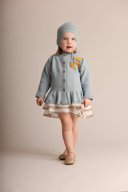 Fields of gold cardigan and bonnet
