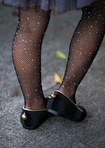 Luna Black cat velour kitty shoes with bell - Ready to ship