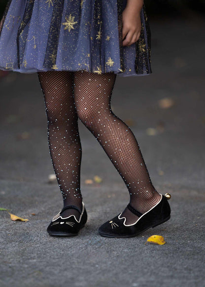 Luna Black cat velour kitty shoes with bell - Ready to ship