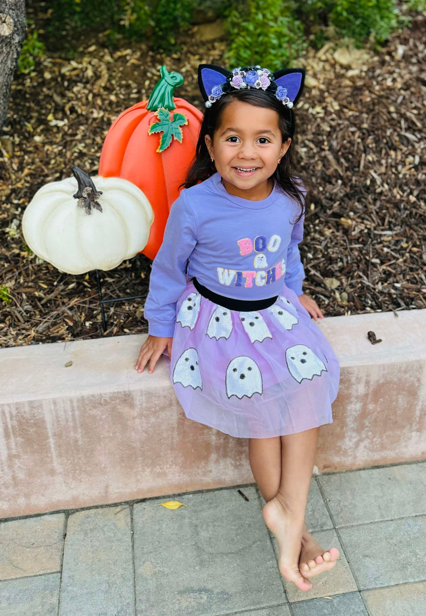 Boo witches sweater & ghost tulle skirt