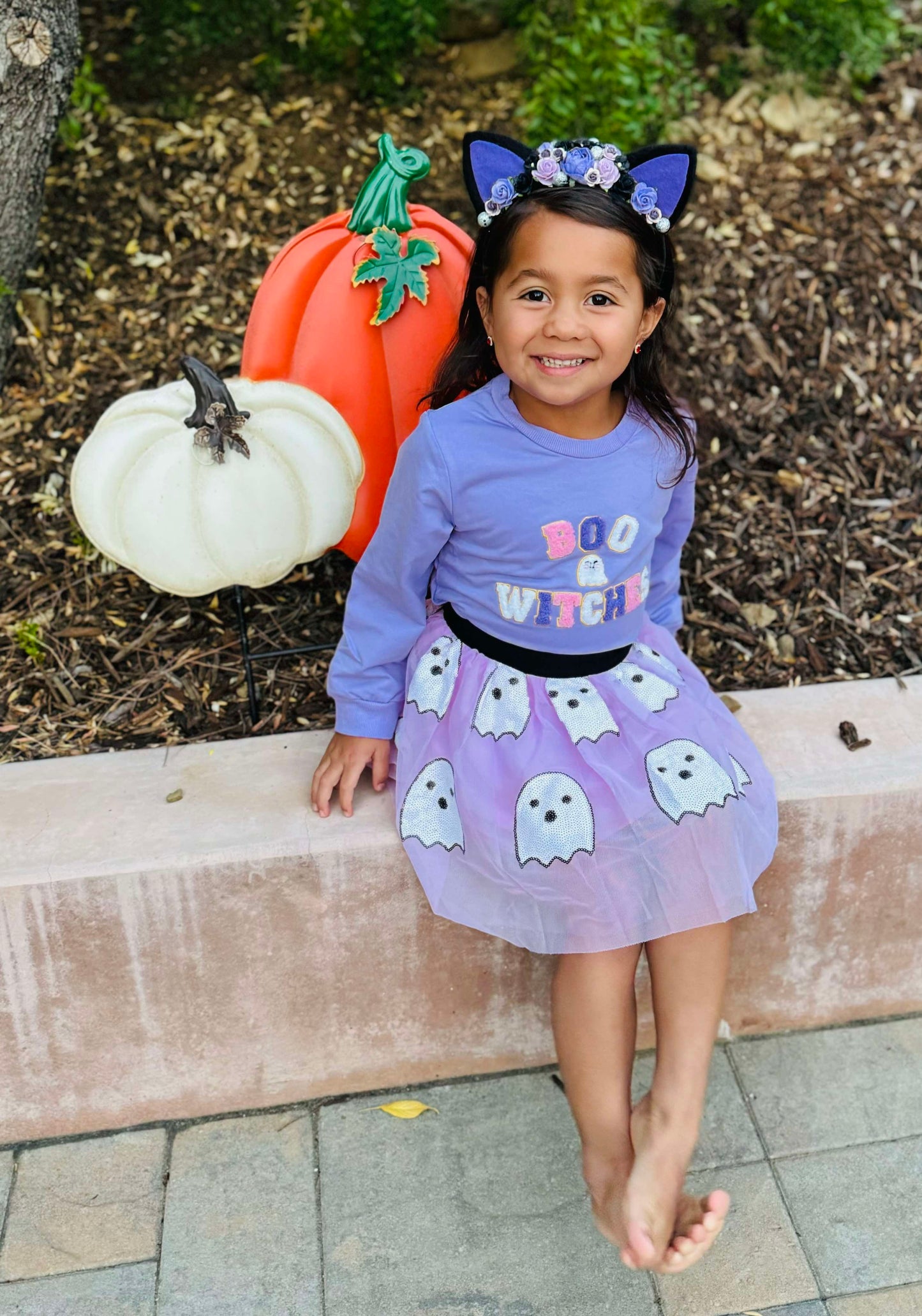 Boo witches sweater & ghost tulle skirt