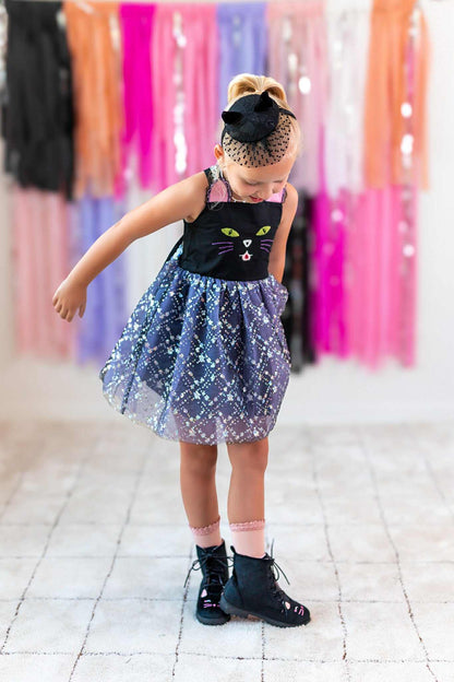 Midnight Mischief Girls Cat suede combat boots