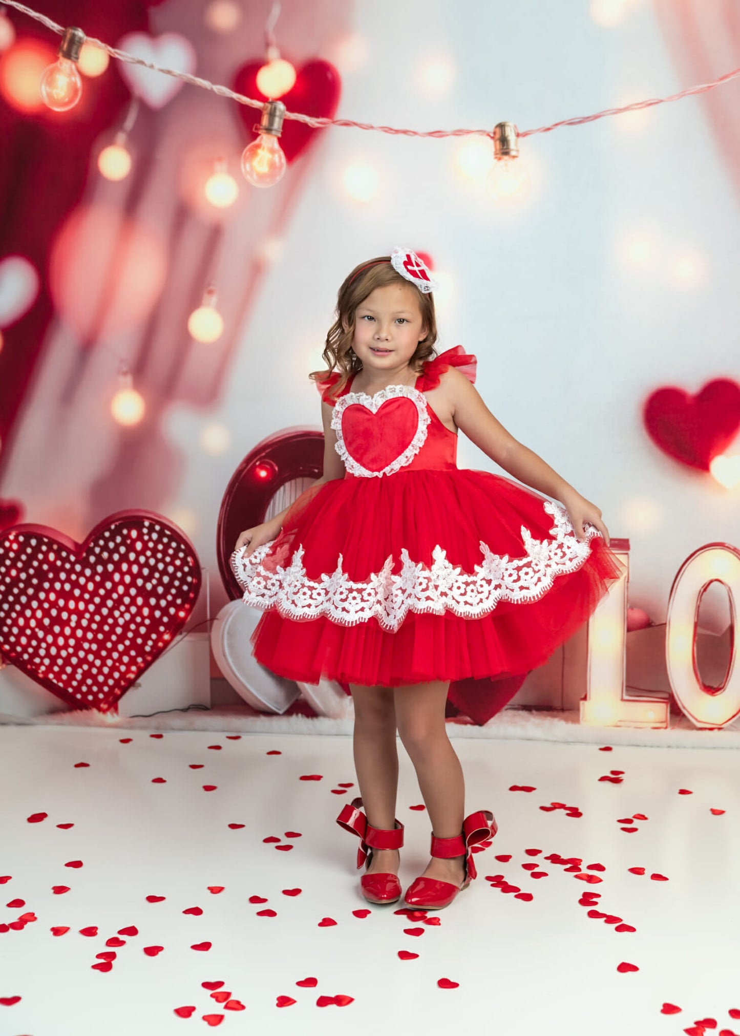 Aubrey Bow Shoes Patent red and black