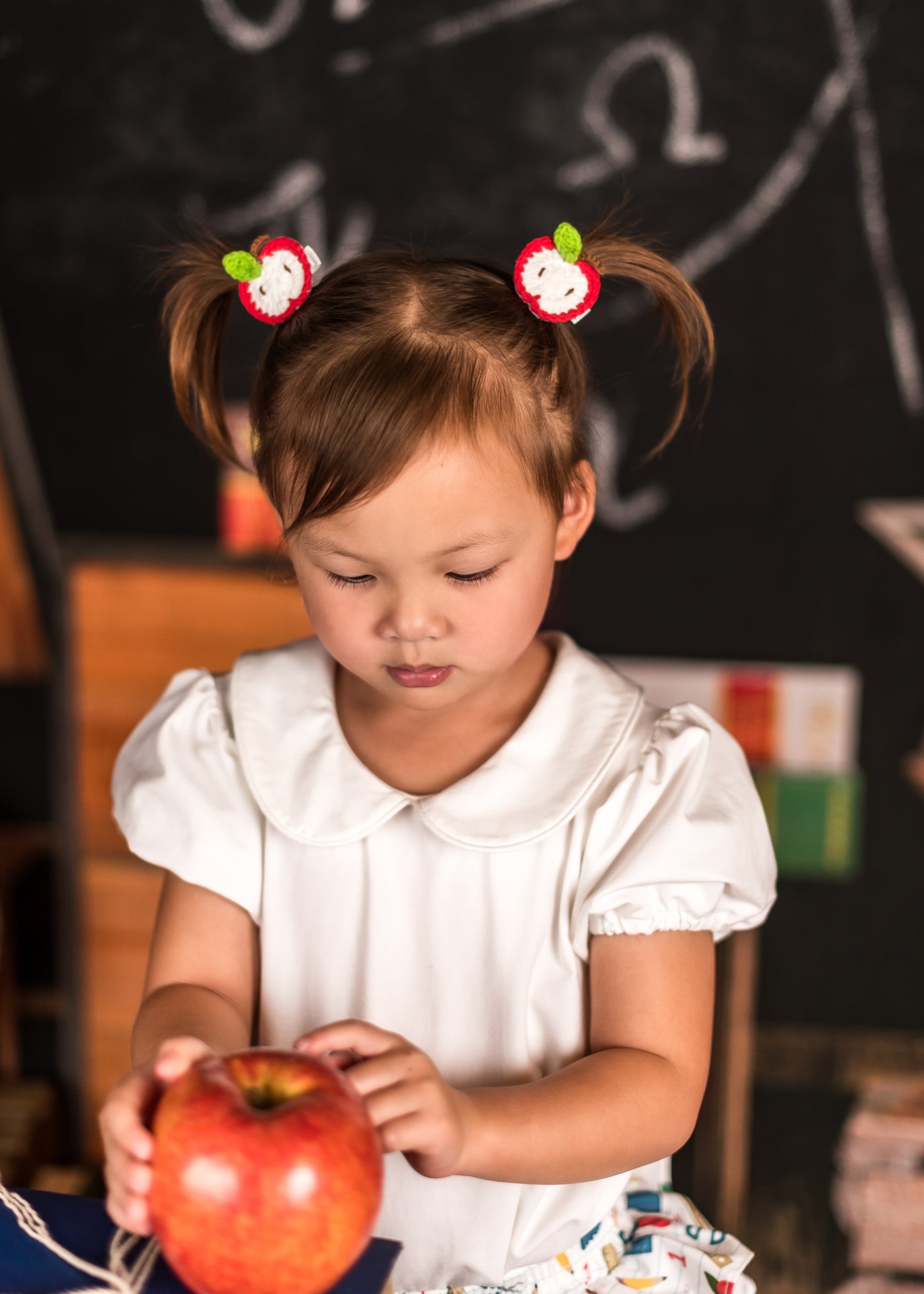 Apple Crochet Hair Clips