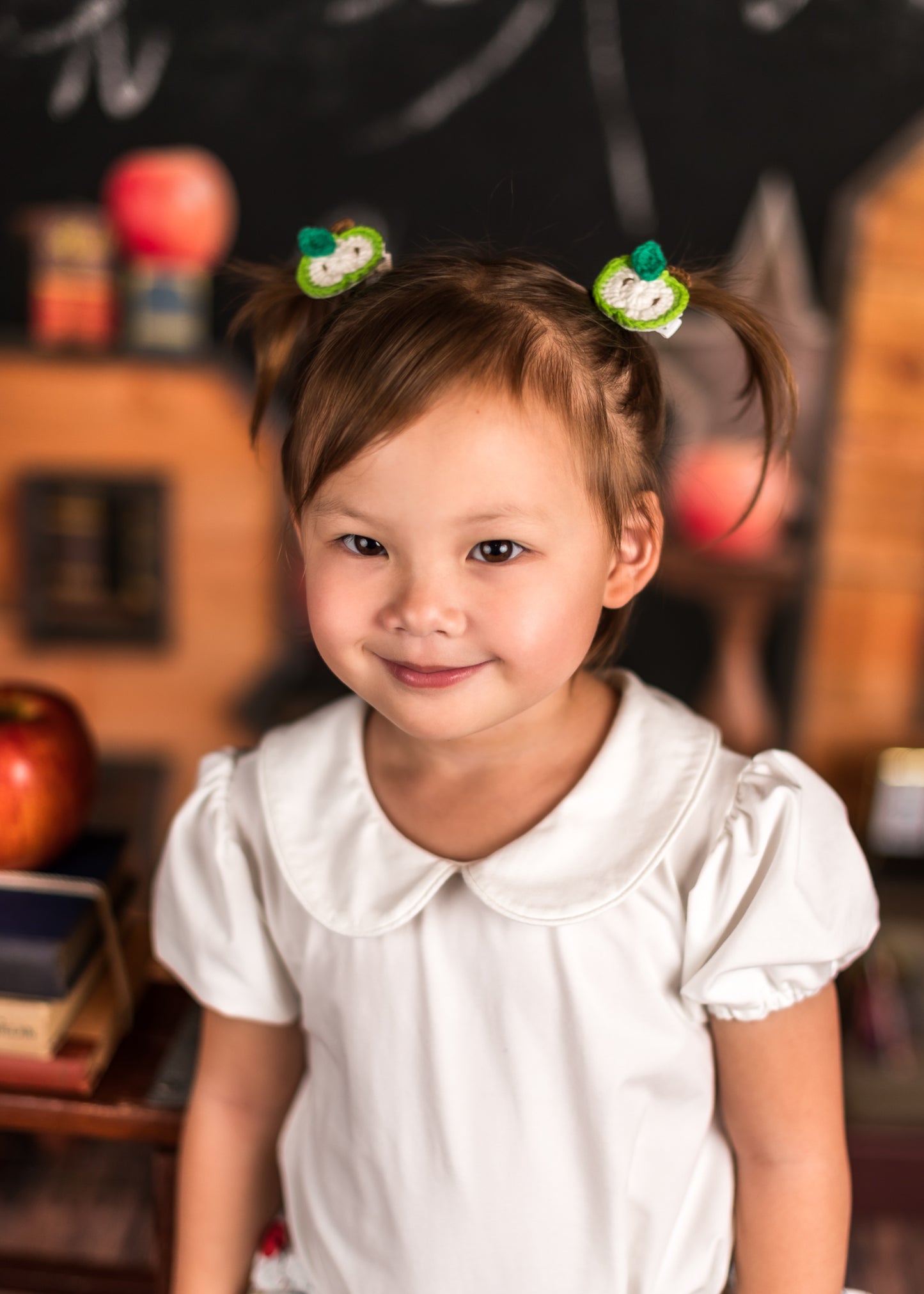 Apple Crochet Hair Clips