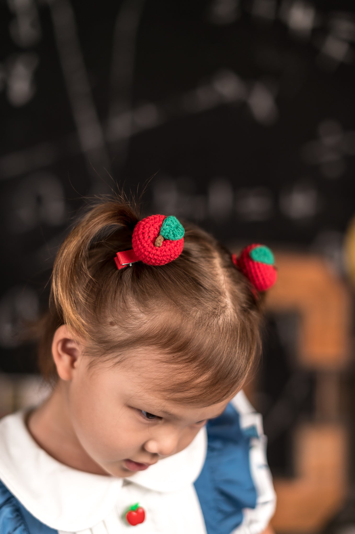 3D Apple Crochet Hair Clips