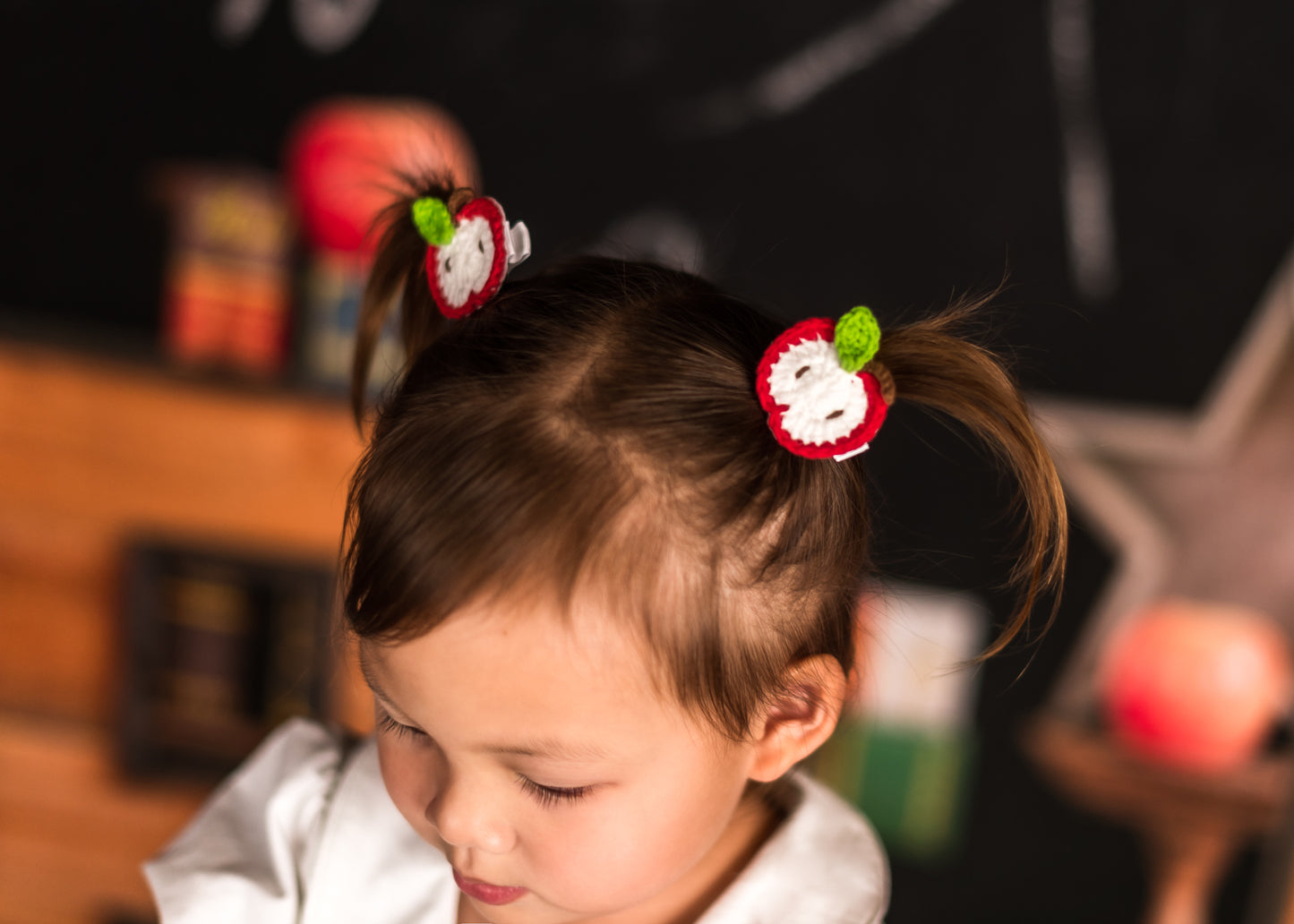 Apple Crochet Hair Clips