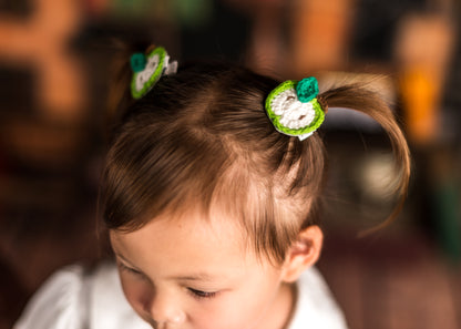 Apple Crochet Hair Clips - set of 2