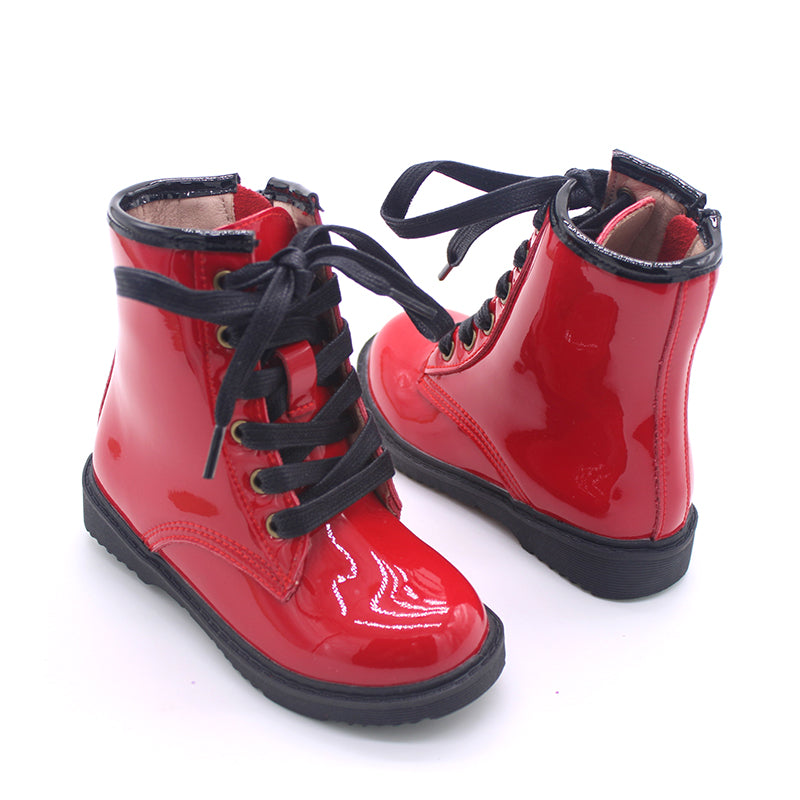 Lady in Red patent combat boots