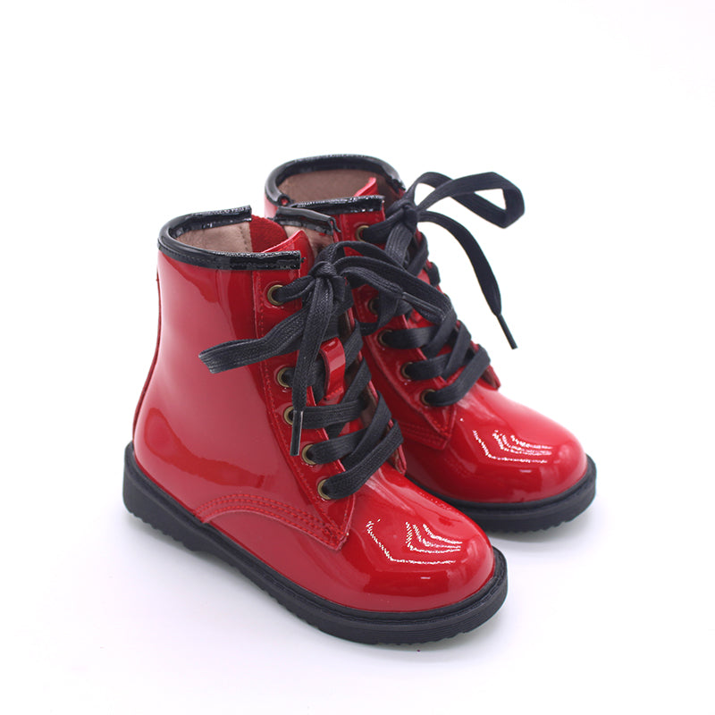 Lady in Red patent combat boots