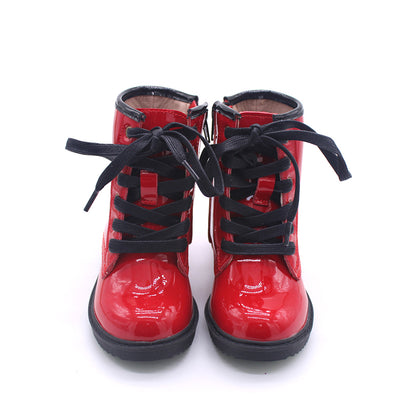 Lady in Red patent combat boots