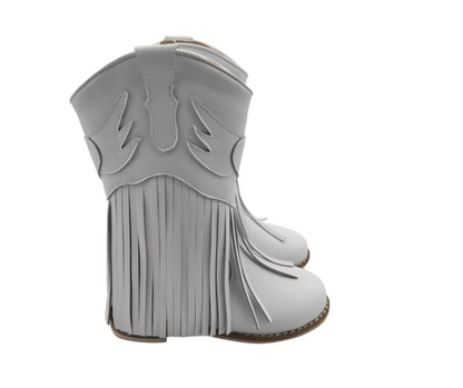 Jolene Fringe Leather Cowgirl Boots white - NEW STYLE