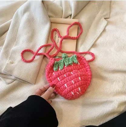 Strawberry crochet purse