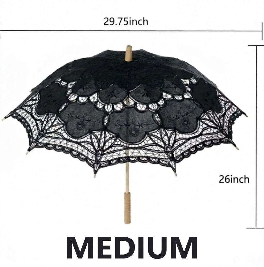 Lace parasol with wood handle