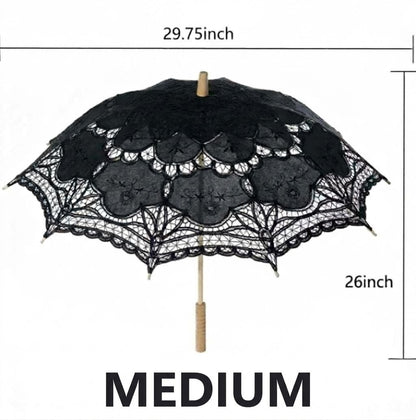 Lace parasol with wood handle