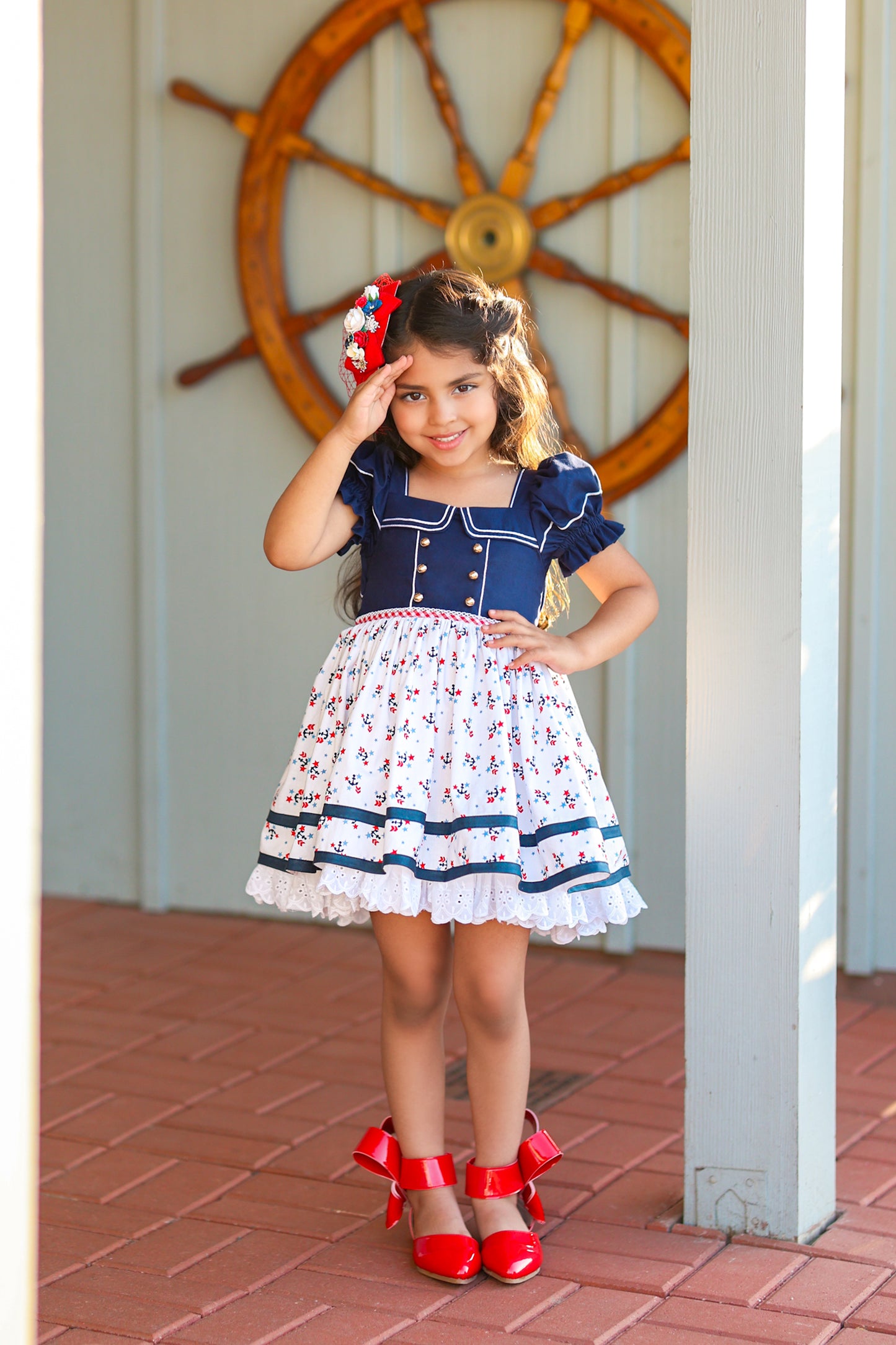 Aubrey Bow Shoes Patent red and black